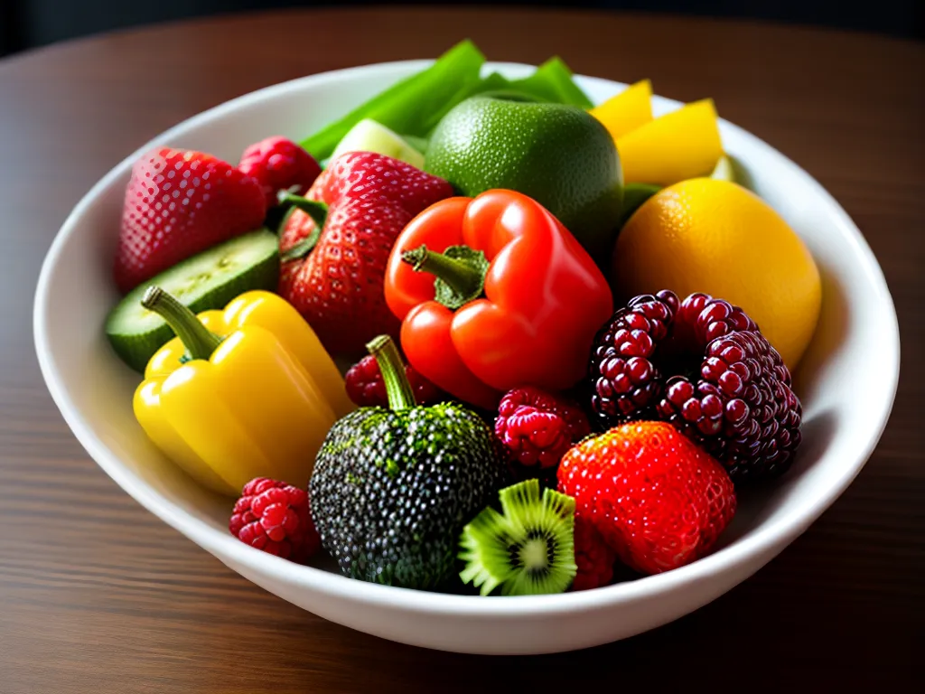 Fotos tigela colorida frutas legumes
