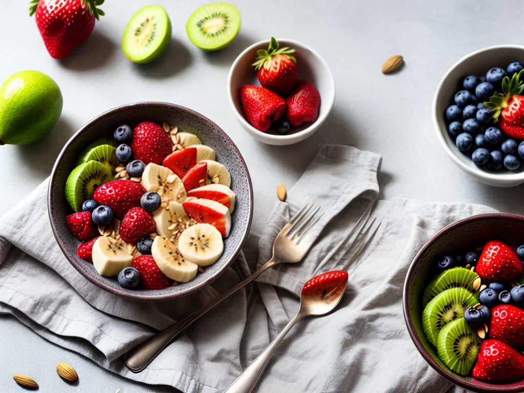 Fotos tigela smoothie frutas coloridas