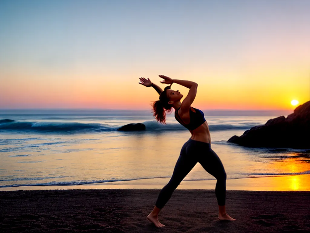 Fotos yoga praia alvorada serenidade