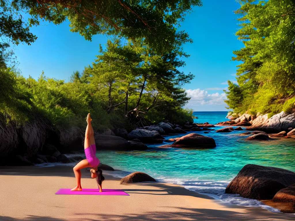 Fotos yoga praia por do sol mulher 1