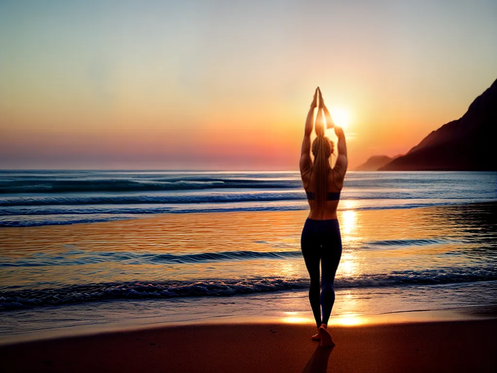 Fotos yoga praia por do sol serenidade